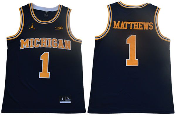 Men Michigan Wolverines #1 Matthews Blue NBA NCAA Jerseys
